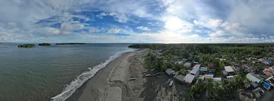 Panoramic view of Juanchaco village and coastline